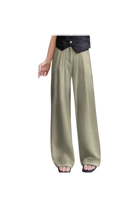 Wide Leg Pants Woman Stretchy Work Dress Pants Zipper Business Casual Slacks Trousers Fall Outfits Yellow M