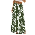 thumbnail image 1 of Sexlip Wide Leg Pants for Women Floral Printed Elastic Waist Drawstring Casual Loose Fit Long Flowy Trousers Green M, 1 of 8
