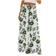 thumbnail image 1 of Sexlip Wide Leg Pants for Women Floral Printed Elastic Waist Drawstring Casual Loose Fit Long Flowy Trousers Green XL, 1 of 8