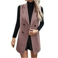 thumbnail image 1 of Sexlip Winter Long Vest for Women Sleeveless Tweed Blazer Fall Double Breasted Jackets Cardigan Outerwear Coat Red L, 1 of 9