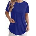 thumbnail image 1 of Sexlip Women Fashion Plus Size Round Neck Short Sleeved Long T Shirt Blouse Pullover Tunic Blue XXL, 1 of 7