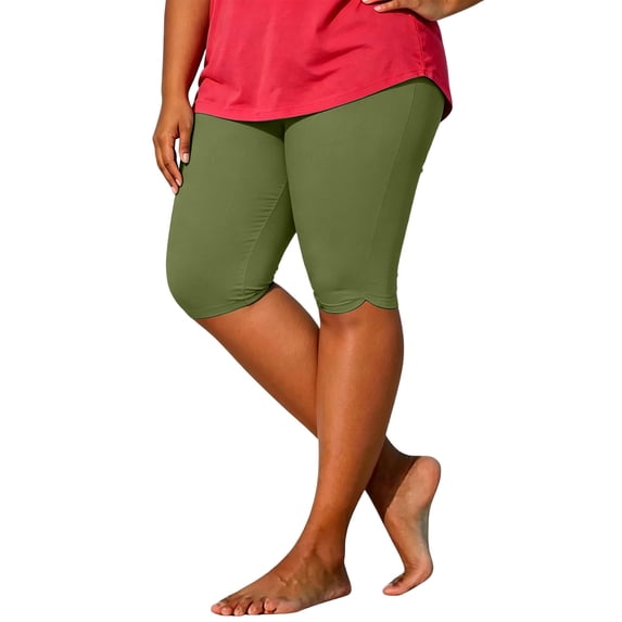 Sexlip Women Fashion Shorts Spandex Blend Quick Dry Technology Plus Size Friendly Fit Slim Fit Tummy Control Green XXXXXL