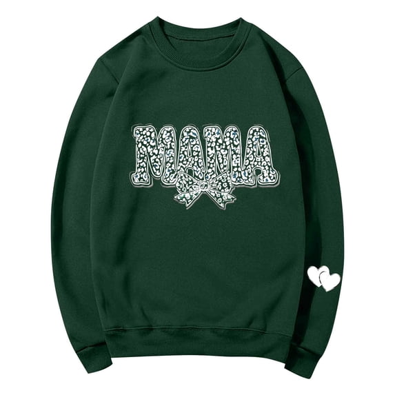 Sexlip Women Long Sleeve Mama Sweatshirts Round Neck Pullover Loose Lightweight Blouse Tops Green XXL