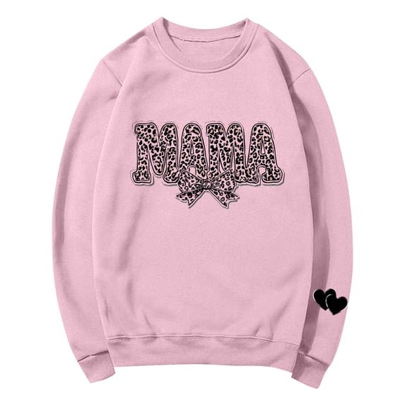 Sexlip Women Long Sleeve Mama Sweatshirts Round Neck Pullover Loose Lightweight Blouse Tops Pink S