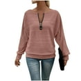 thumbnail image 1 of Sexlip Women Quarter Zip Tops Long Sleeve Ribbed Knit Shirts Loose Casual Loose Winter Fall Pullover Tops Pink XL, 1 of 9