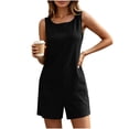 thumbnail image 1 of Sexlip Women Romper Shorts Linen Cotton Mix Lightweight Material Breathable Fabric Easy Care Machine Washable Black XL, 1 of 8