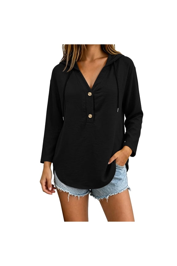 Women Round Neck Front Pleated Three Quarter Sleeve Color Block Spliced Woven Blouse Curved Hem Relaxed Lightweight Office Commute Daily Tops Bronze M