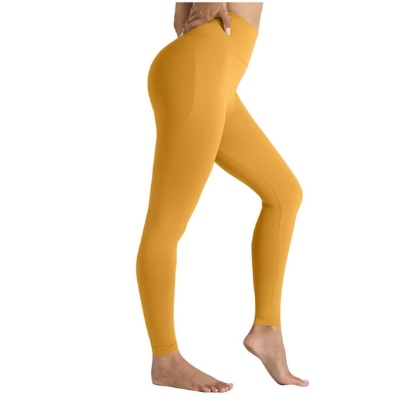 Sexlip Women Scrunch Butt Lifting Seamless Leggings Booty High Waisted Workout Yoga Pants Yellow XL