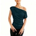 thumbnail image 1 of Sexlip Women Sparkly Sequin Party Top Short Sleeve Off Shoulder Glitter Shirt Slimming Sparkle Cocktail Clubwear Blouse Green XXL, 1 of 8