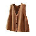 thumbnail image 1 of Sexlip Women V Neck Knit Vest Sleeveless Colorful Button Front Loose Fit Thick Knit Cardigan Waistcoat Casual Transitional Layering Outerwear Orange Free Size, 1 of 9