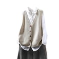 thumbnail image 1 of Sexlip Women V Neck Knit Vest Sleeveless Colorful Button Front Loose Fit Thick Knit Cardigan Waistcoat Casual Transitional Layering Outerwear Yellow Free Size, 1 of 5