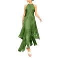 thumbnail image 1 of Sexlip Women Vintage Flapper Dresses 1920s Great Gatsby Halter Fringed Maxi Dress Tassels High Split Formal Dress Green XL, 1 of 9