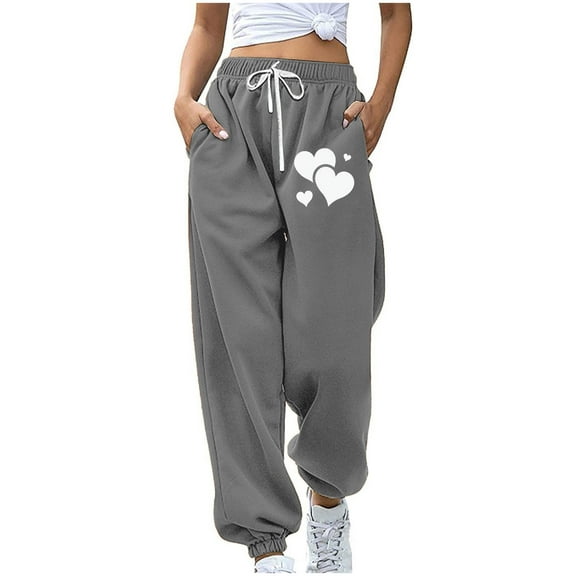 Sexlip Women's Baggy Sweatpants Cute Straight Leg Athletic Pants With Pockets Clothes For Teen Gray XL