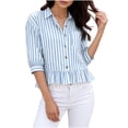 thumbnail image 1 of Sexlip Women's Blouse Short Sleeve Button Down Style Comfortable Wear Daily Wear Essential Durable Quality Fashion Forward Blue XXL, 1 of 8