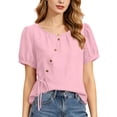 thumbnail image 1 of Sexlip Women's Blouse Short Sleeve Loose Fit Trendy Design Versatile Styling Breathable Wear Fashion Forward Modern Style Pink XXXL, 1 of 6