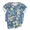 thumbnail image 1 of Sexlip Women's Blue Daisy Printed Short Sleeve Top Stylish Design Lightweight Material Daily Casual Wear Multicolor XXXXXL, 1 of 4