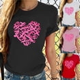thumbnail image 1 of Sexlip Women's Breast Cancer Awareness T-Shirts Basic Short Sleeve Crewneck Tops Pullover Trendy Heart Print Pink Ribbon Tees Black L, 1 of 5