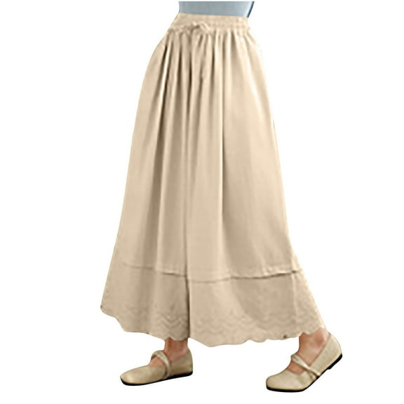 Sexlip Women's Bubble Long Skirt Elastic Waist A-Line Pleated Ruffle Flowy Balloon Maxi Skirts with Pockets White XL