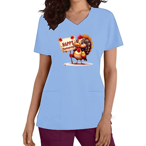 Sexlip Women's Cartoon Print Short Sleeve T Shirt Cute Design Soft Fabric Daily Casual Wear Blue M