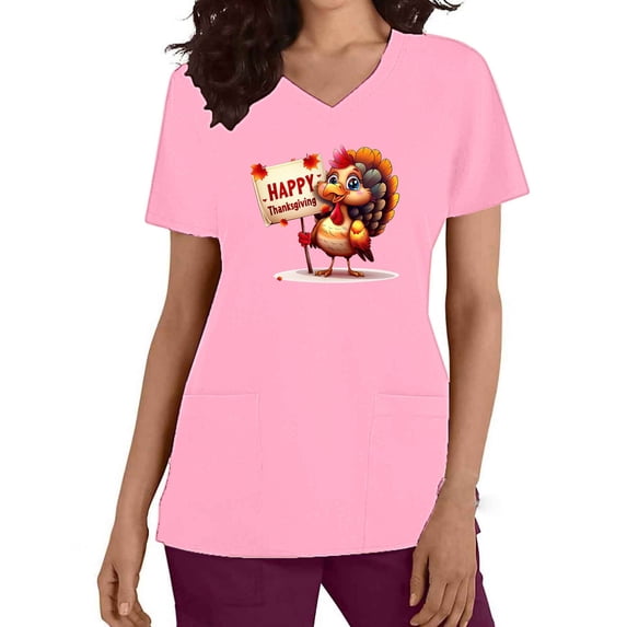 Sexlip Women's Cartoon Print Short Sleeve T Shirt Cute Design Soft Fabric Daily Casual Wear Pink XL
