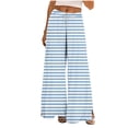 thumbnail image 1 of Sexlip Women's Casual Striped Knit Pants Soft Stretchy High Waisted Lounge Trousers for Summer Fall Comfort Blue M, 1 of 8