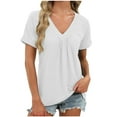 thumbnail image 1 of Sexlip Women's Casual Summer T Shirts Short Sleeve V Neck Tops Tshirts White XL, 1 of 6