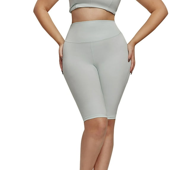 Sexlip Women's Compression Capri Shorts High Waist Stretch Fabric Quick Dry Material Gym Workout Active Wear Gray XL