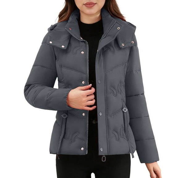 Sexlip Women's Corduroy Quilted Puffer Jacket Zip Up Long Sleeve Padded Casual Fashion Barn Jackets Coat with Pockets Gray XXXXXL