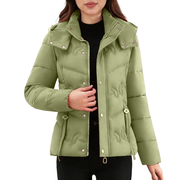 Sexlip Women's Corduroy Quilted Puffer Jacket Zip Up Long Sleeve Padded Casual Fashion Barn Jackets Coat with Pockets Green XL