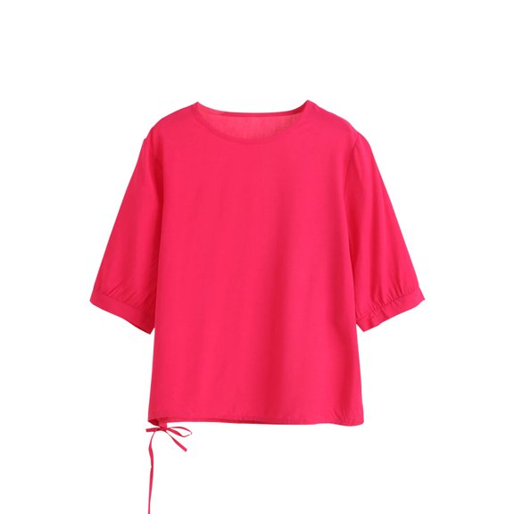 Sexlip Women's Drawstring Waist Batwing Sleeve Top Versatile Design Lightweight Material Daily Casual Wear Pink XXXL