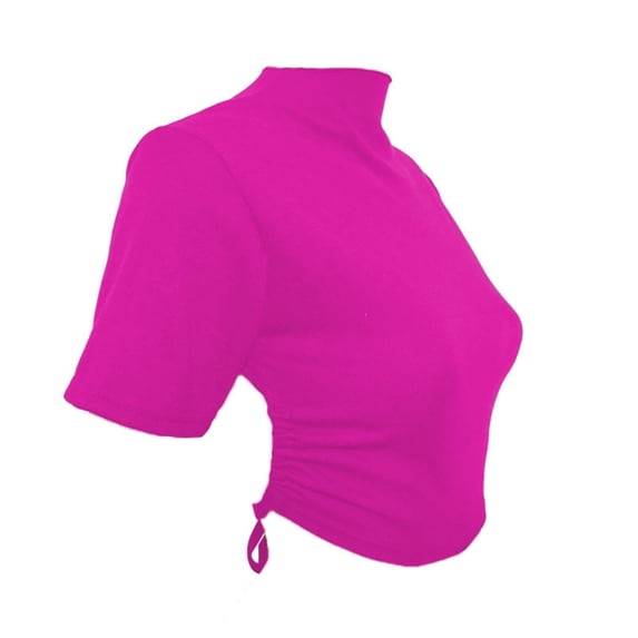 Sexlip Women's Drawstring Waist Cropped Short Sleeve Top Versatile Design Comfortable Fabric Daily Casual Wear Pink L