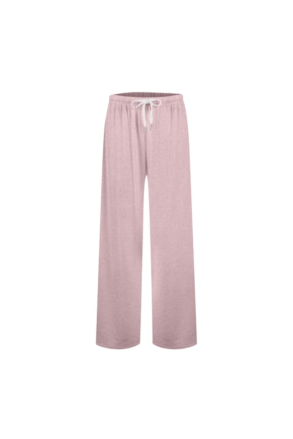 Women's Drawstring Waist Loose Casual Pants Lightweight Material Comfortable Design Home Daily Wear Pink M