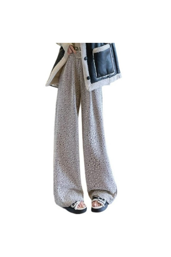 Women's Drawstring Waist Velvet Cuffed Pants Soft Fabric Stylish Design Urban Street Casual Wear Beige S