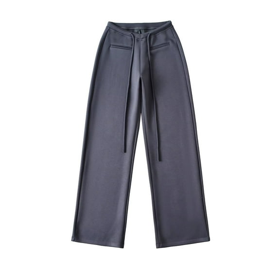 Sexlip Women's Drawstring Waist Wide Leg Pants Comfortable Fabric Relaxed Silhouette Travel Weekend Daily Wear Gray L