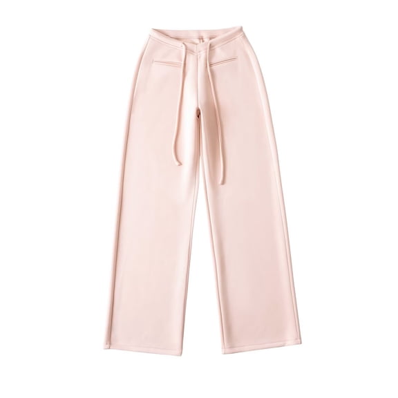 Sexlip Women's Drawstring Waist Wide Leg Pants Comfortable Fabric Relaxed Silhouette Travel Weekend Daily Wear Pink M