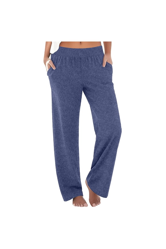 Women's Elastic Waist Drape Beach Pants Lightweight Material Versatile Design Coastal Casual Wear Blue L