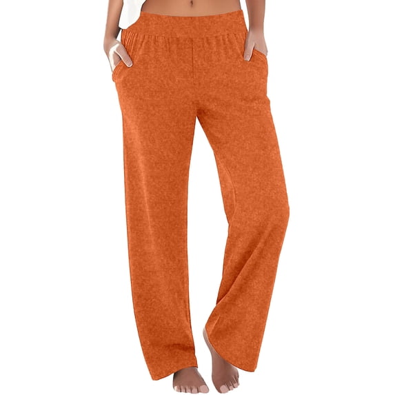 Sexlip Women's Elastic Waist Drape Beach Pants Lightweight Material Versatile Design Coastal Casual Wear Orange L