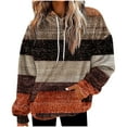 thumbnail image 1 of Sexlip Women's Fashionable Loose Casual Long Sleeved Sweatshirt Hooded Pocket Hoodie Solid Color Top Brown XL, 1 of 5