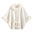 thumbnail image 1 of Sexlip Women’s Faux Fur Trim Cape Shawl Elegant Soft Wrap Coats for Fall Winter Fashion Style Warm Pashmina Cape White M, 1 of 4