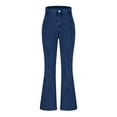 thumbnail image 1 of Sexlip Women's Flare Bell Bottom High Waist Jeans Vintage Star Patch Stretchy Denim Pants Wide Leg Bootcut Jeans Trousers Blue S, 1 of 8