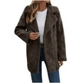 thumbnail image 1 of Sexlip Women's Fleece Quilted Jackets Faux Suede Pea Coat Warm Casual Soft Cozy Zip Up Sherpa Lined Coats With Pockets Brown L, 1 of 9