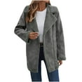 thumbnail image 1 of Sexlip Women's Fleece Quilted Jackets Faux Suede Pea Coat Warm Casual Soft Cozy Zip Up Sherpa Lined Coats With Pockets Gray L, 1 of 9