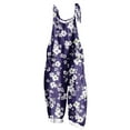 thumbnail image 1 of Sexlip Women's Floral Print Overalls Pants Adjustable Straps Lightweight Fabric Stylish Design Vacation Daily Outfit Purple XXL, 1 of 5