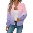 thumbnail image 1 of Sexlip Women's Gradient Trendy Jackets Crew Neck Zip Up Sweatshirt Coats Long Sleeve Slim Fit Active Workout Outerwear Pink M, 1 of 5