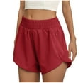 thumbnail image 1 of Sexlip Women's High Waisted Dolphin Shorts Ruched Side Casual Athletic Running Bottoms with Pockets Red M, 1 of 8