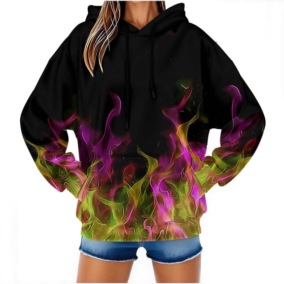 Sexlip Women's Hoodies 3D Graphic Plus Size Pullover Hooded Sweatshirt Casual Long Sleeve Lightweight Fashion Clothes Pink XXXL