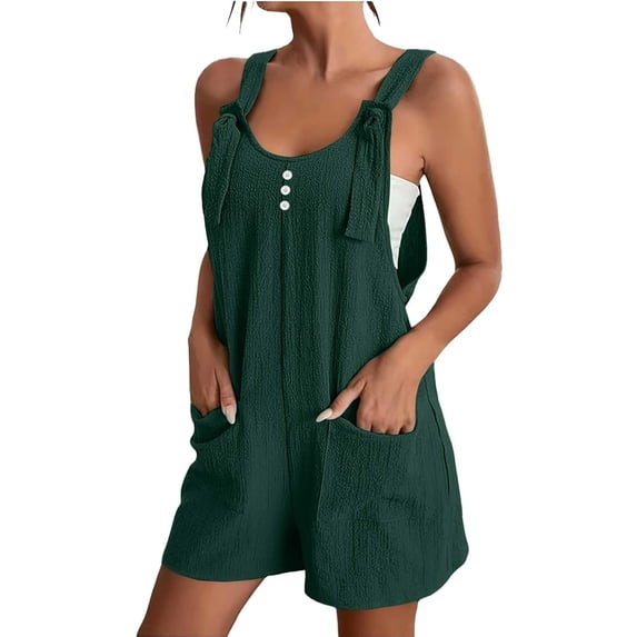 Sexlip Women's Jumpsuit Solid Color Perfect for Summer Chic Design Relaxed Occasions Contemporary Look Easy Movement Green S