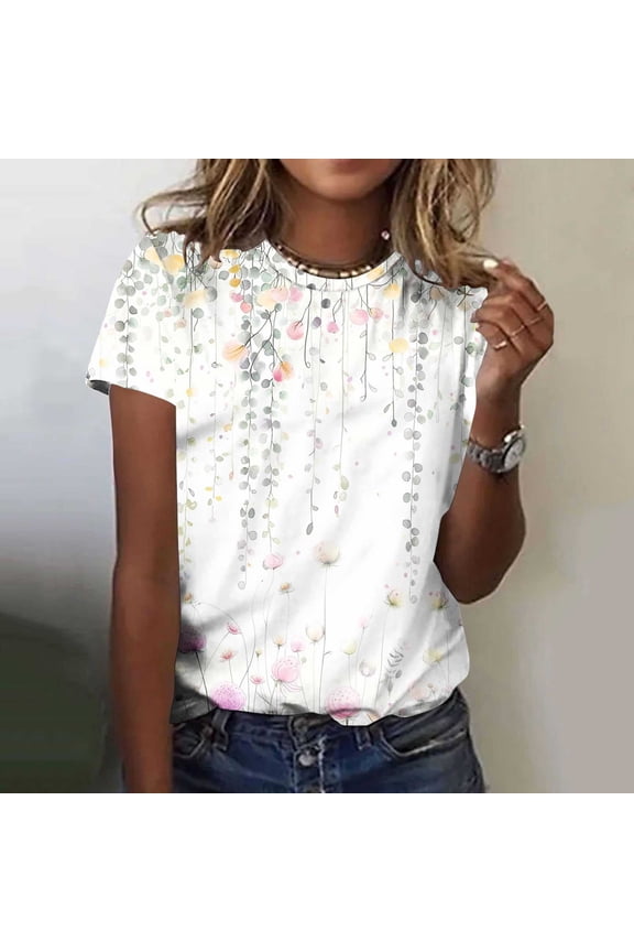 Women's Lace Accent Short Sleeve Top Elegant Design Soft Fabric Daily Casual Wear Multicolor L