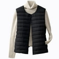 thumbnail image 1 of Sexlip Women's Lightweight Down Vest Collarless Button Down Puffer Vests Sleeveless Quilted Jacket Waistcoat with Pockets Black M, 1 of 8