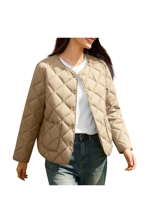 Women's Lightweight Packable Down Jacket Quilted Puffer Coat Spring Fall Fashion Transitional Puffer Coats with Pocket Yellow XXXXL
